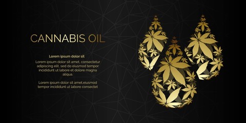 Wall Mural -  Cannabis droplet with cannabis leaves vector background.Cannabis oil illustration