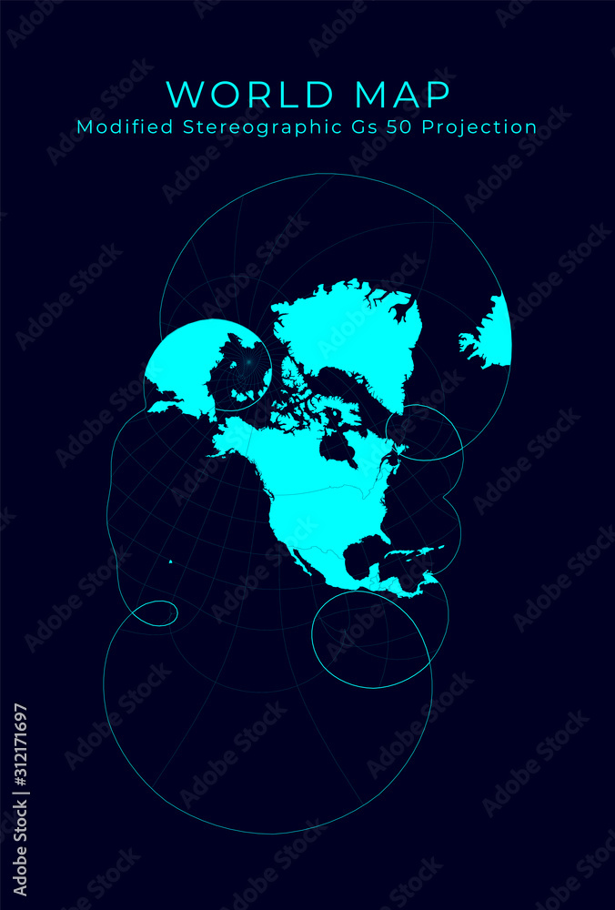 Map of the World Modified stereographic - 1000 F 312171697 LLNj8SbmLYktdWAivdsYs1WbuzhAxss9 