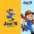 plumber mascot holding a pipe wrench mascot logo with vintage retro style