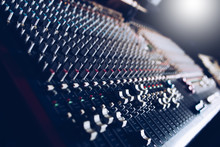 Audio Mixing Board In Recording, Broadcasting Studio