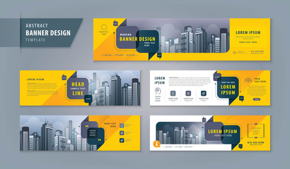 abstract banner design web template set, horizontal header web banner. modern cover header