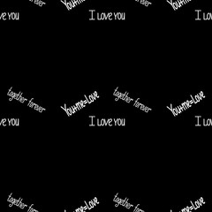 Wall Mural - Seamless pattern with  love on a black background. Vector illustration. Design for print, textile, wrapping paper.