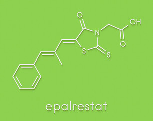 Poster - Epalrestat diabetic neuropathy drug molecule (aldose reductase inhibitor). Skeletal formula.