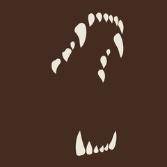 Wall Mural - White Fang icon isolated on neutral brown background.