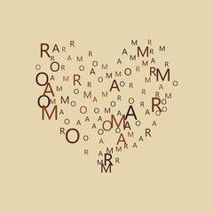 typography retro love heart