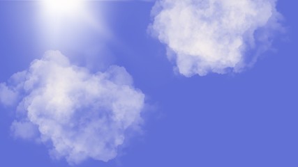blue sky with clouds and sun