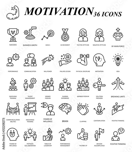 Cuadros en Lienzo Goal and Motivation Vector Icon Set Design, Business Plan Accomplishment 36 Vect