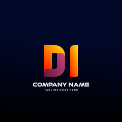 Letter DI initial Logo Vector With colorful