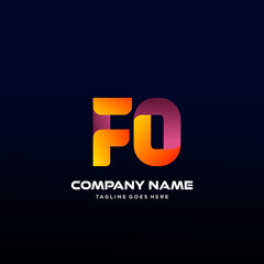 Letter FO initial Logo Vector With colorful