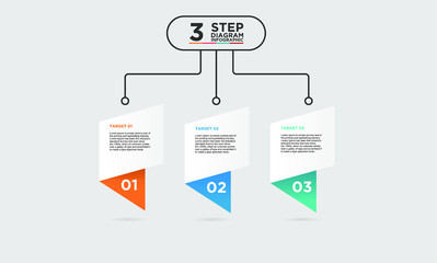 Wall Mural - 3 step diagram infographic element. Business concept with three options and number, steps or processes. data visualization. Vector illustration.