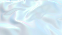 3D Render Beautiful Folds Of White Silk In Full Screen, Like A Beautiful Clean Fabric Background. Simple Soft Background With Smooth Folds Like Waves On A Liquid Surface. Nacre 4