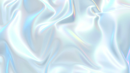 3D render beautiful folds of white silk in full screen, like a beautiful clean fabric background. Simple soft background with smooth folds like waves on a liquid surface. Nacre 69