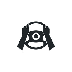 Poster - car steering wheel and driver's hands icon template color editable. car steering wheel and driver's hands symbol vector sign isolated on white background illustration for graphic and web design.