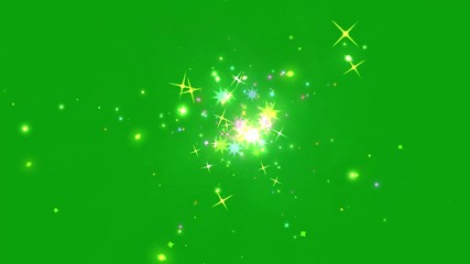 Wall Mural - Rainbow sparkles with green screen background