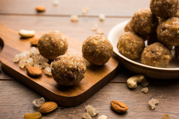 Wall Mural - sweet Dink laddu also known as Dinkache ladoo or gond ke laddoo made using edible gum with dry fruits 