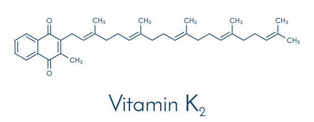 Poster - Vitamin K2 or menaquinone molecule. Skeletal formula.