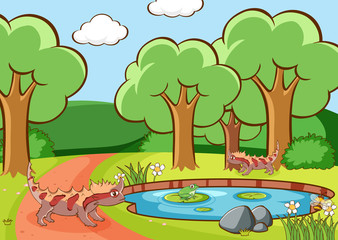 Sticker - Scene with lizard in the park