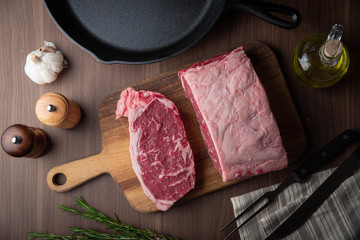 Canvas Print - raw block meat of sirloin steak