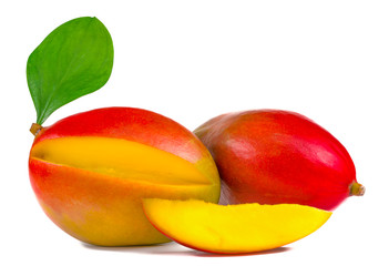 .cut mango on a white background