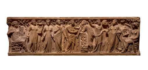 Ancient Greece bas-relief showing scene with women