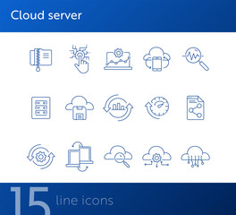 Cloud server line icon set