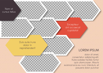 Wall Mural - Template for photo collage or infographic in modern style. Frames for clipping masks are in the vector file. Template for a photo album with geometric frames