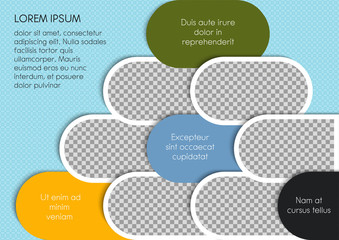 Wall Mural - Template for photo collage or infographic in modern style. Frames for clipping masks are in the vector file. Template for a photo album with geometric frames