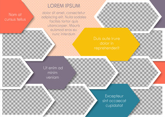 Wall Mural - Template for photo collage or infographic in modern style. Frames for clipping masks are in the vector file. Template for a photo album with geometric frames