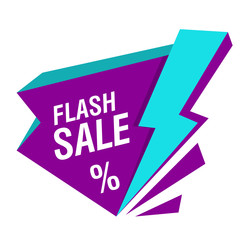 Wall Mural - Flash sale banner with lightning bolt