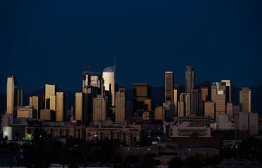 An evening view of City of Los Angeles with its skyscrapers