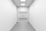 Fototapeta Do przedpokoju - White empty corridor perspective, modern office interior