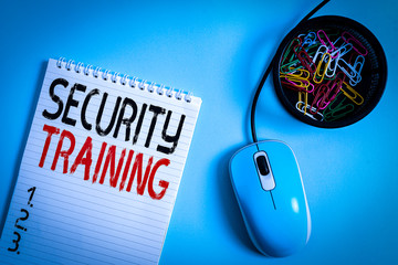 word writing text security training. business photo showcasing providing security awareness training