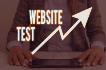 Writing note showing Website Test. Business concept for test the websites or web applications for potential bugs