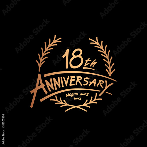 Photographie 18 years design template. Vector and illustration. 18 years logo.