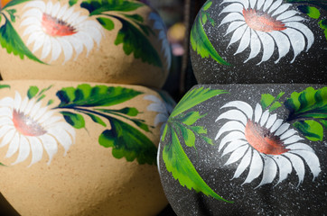 Wall Mural - Piles of large mexican ceramic pots in market at Old Town