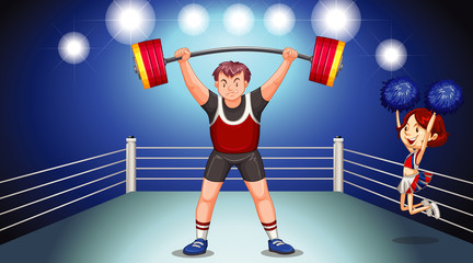 Poster - Athlete doing weightlifting on stage