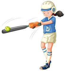 Sticker - Girl about to hit baseball isolated