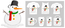 Christmas Theme With Snowman On Product Templates