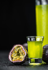 Wall Mural - Passion Fruit Liqueur (selective focus; detailed close-up shot)