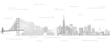 San Francisco Cityscape Line Art Style Vector Illustration. Detailed Skyline Poster