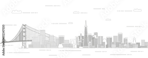 Photo San Francisco cityscape line art style vector illustration