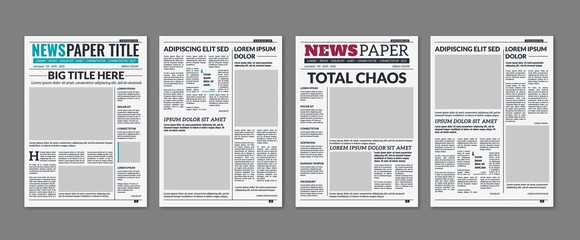 newspaper column. printed sheet of news paper with article text and headline publication design vect