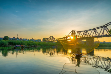 Wall Mural - Bridge is the first steel bridge across the Red River, built by the French (1898-1902), named for Dormer, under the name of the Governor General of Indochina Paul Dormer