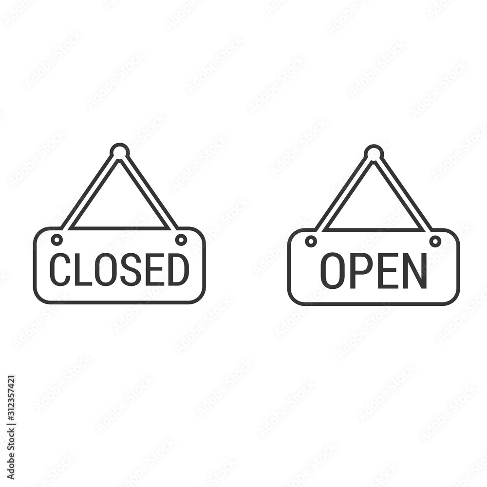 store open closed sign icon vector illustration for graphic design and websites - obrazy, fototapety, plakaty 