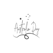 Simple Design Happy Australia Day. Creative Hand Drawn Text For Australia Day