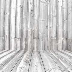 Wall Mural - Grey/white pine wood plank texture background. White wooden wall and floor