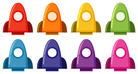 Wall Mural - Set of spaceships in different colors