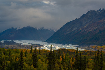 Wall Mural - Matanuska glacier during fall season in Alaska