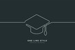 School college or graduation in  Continuous Line Drawing of Vector One Line Style Icon Hand Drawn Illustration