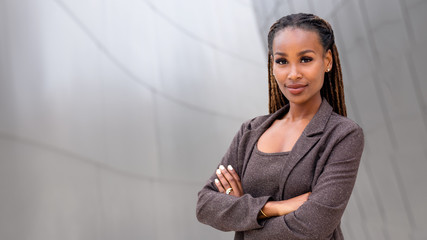 banner of african american female company leader ceo boss executive standing confident with ambition